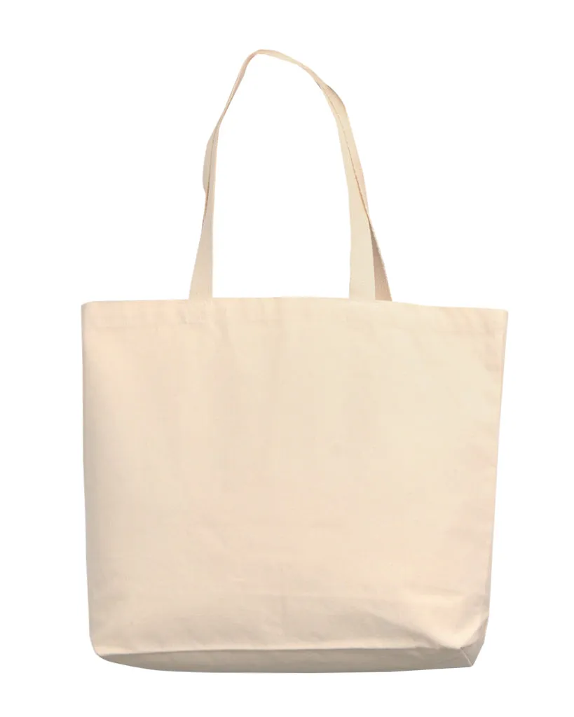 12 ct - 18" Large Organic Canvas Shopper Tote Bags with Bottom Gusset - By Dozen