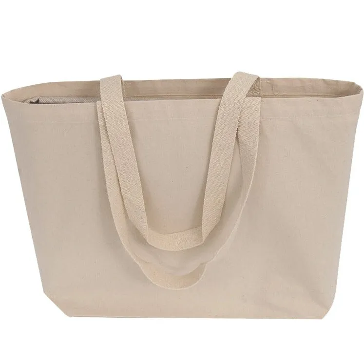 12 ct - 18" Large Organic Canvas Shopper Tote Bags with Bottom Gusset - By Dozen