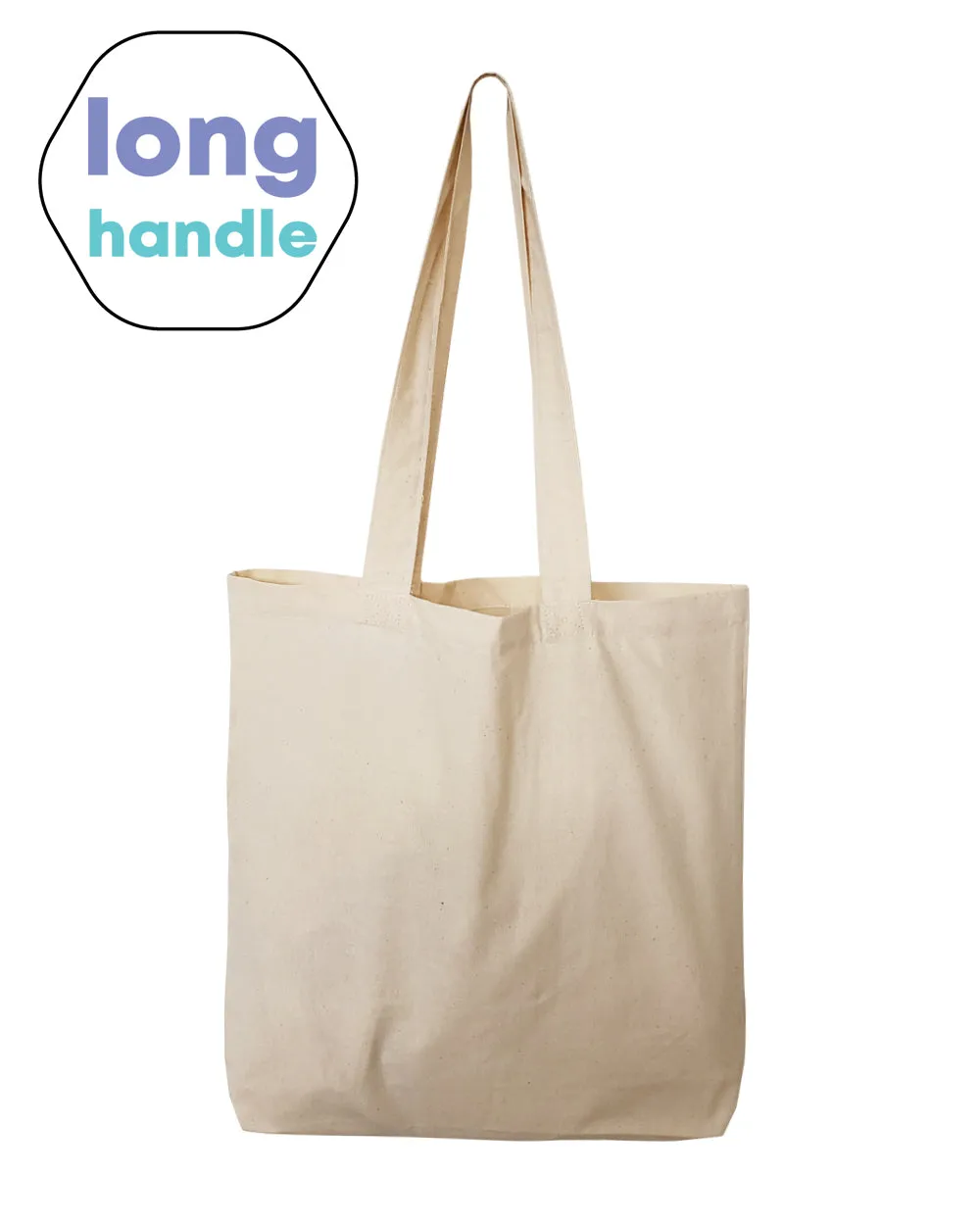 12 ct Over the Shoulder 26" Long Handle Cotton Tote Bags - By Dozen