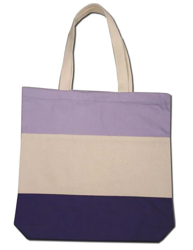 12 ct Wholesale Heavy Canvas Tote Bags Tri-Color - By Dozen