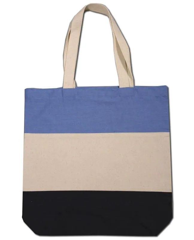 12 ct Wholesale Heavy Canvas Tote Bags Tri-Color - By Dozen