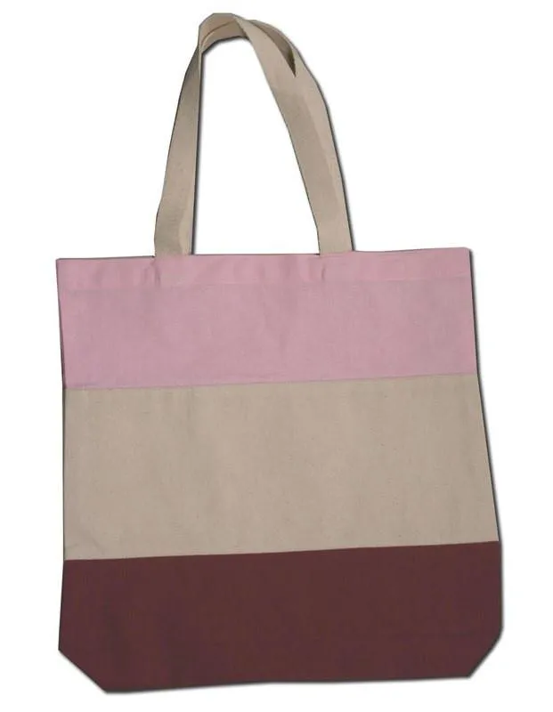 12 ct Wholesale Heavy Canvas Tote Bags Tri-Color - By Dozen