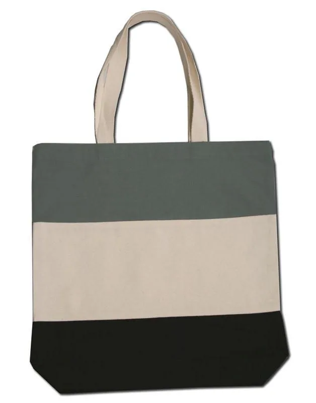 12 ct Wholesale Heavy Canvas Tote Bags Tri-Color - By Dozen