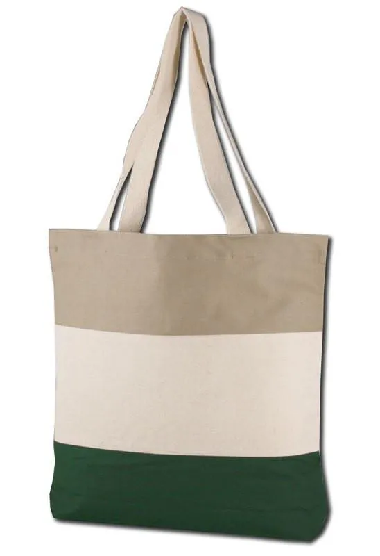 12 ct Wholesale Heavy Canvas Tote Bags Tri-Color - By Dozen