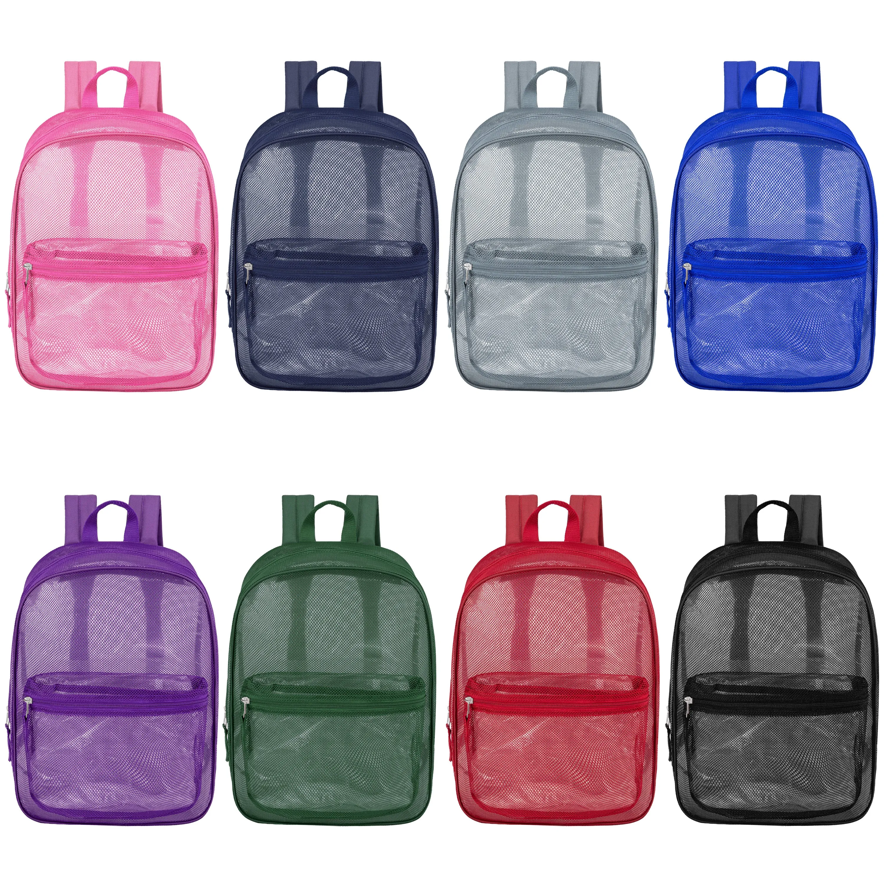 12 Wholesale 17" Mesh Backpacks in Assorted Colors & 12 Bulk School Supply Kits of Your Choice