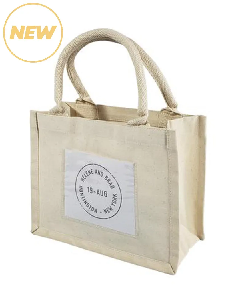 120 ct Natural Canvas Wedding Favor Tote Bags with Front Pocket - By Case