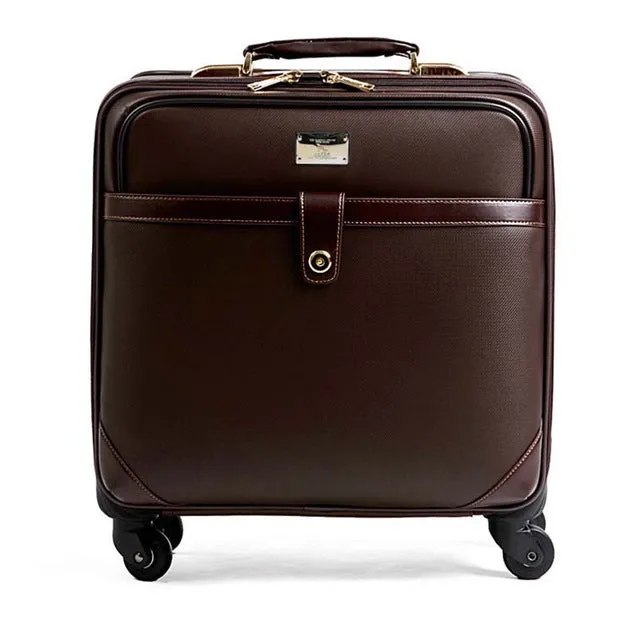 18 Inch Black Coffee Trolley Luggage Classic Business Trolley Case Men'S Travel Suitcase Rolling