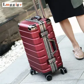 20"24"Inch High Quality Aluminum Frame Pc Shell Rolling Suitcase Travel Luggage Bag Universal Wheel