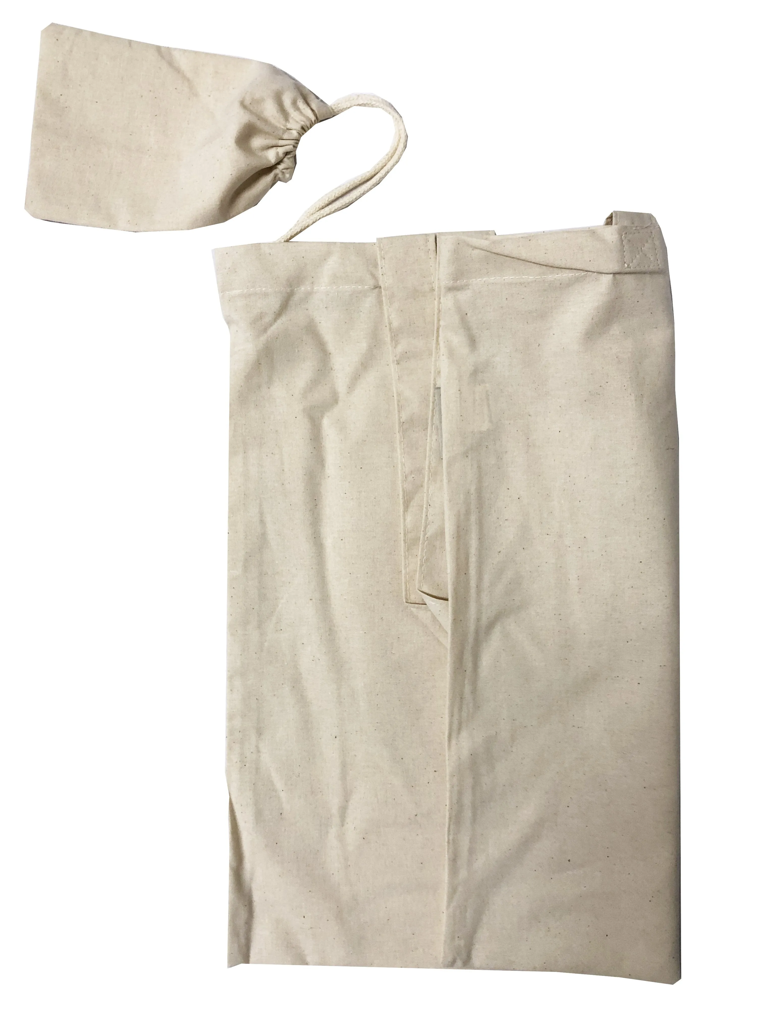 240 ct Foldable Cotton Tote Bags w/ Drawstring Pouch - By Case