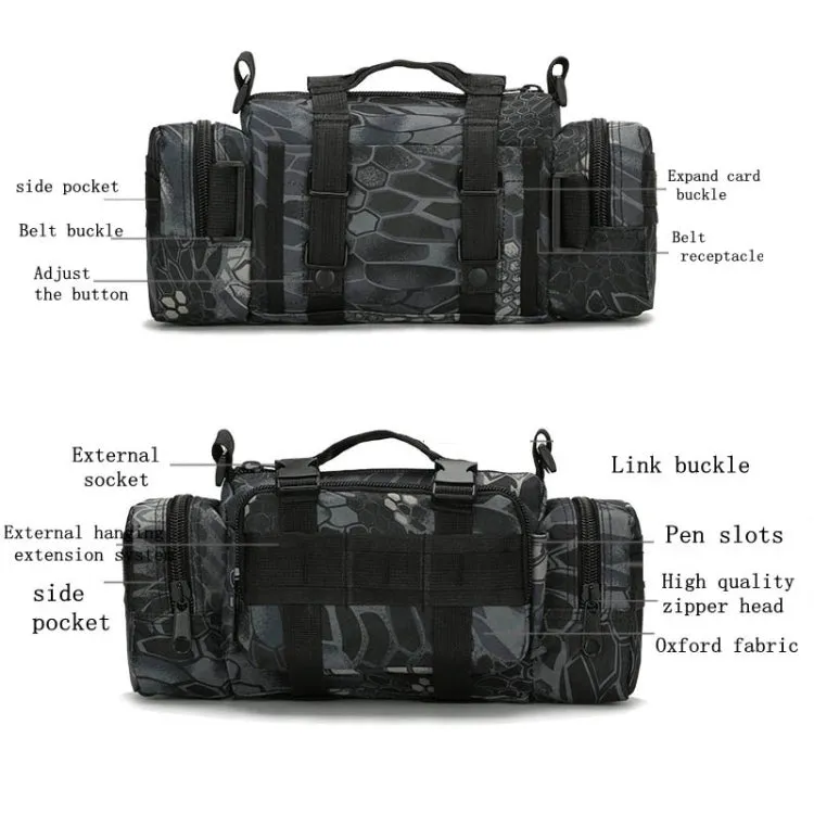 B04 Sports Outdoor Fishing Waterproof Waist Bag Photography Multifunctional Bag(Black Python Pattern)