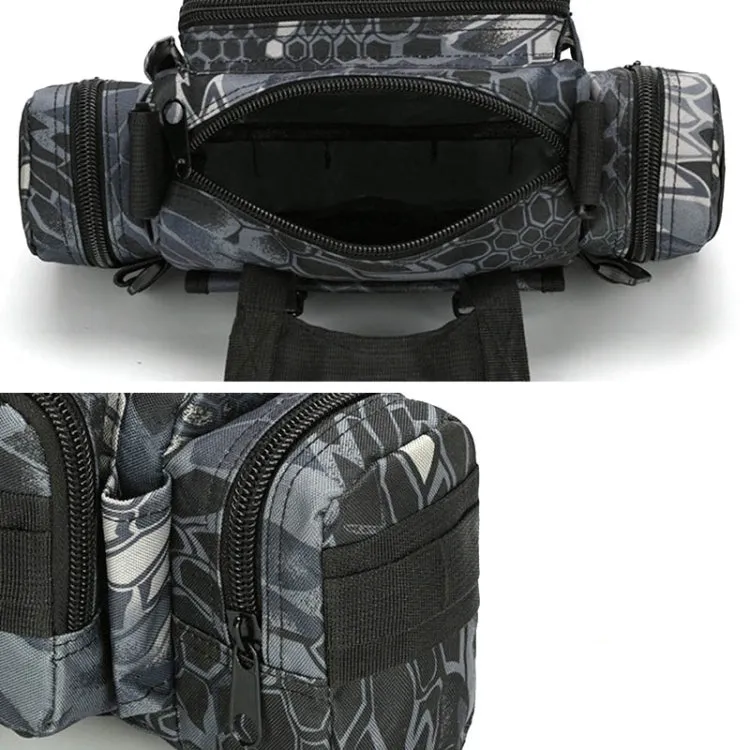 B04 Sports Outdoor Fishing Waterproof Waist Bag Photography Multifunctional Bag(Black Python Pattern)