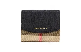 Burberry Luna Black Leather House Check Coin Pouch Wallet