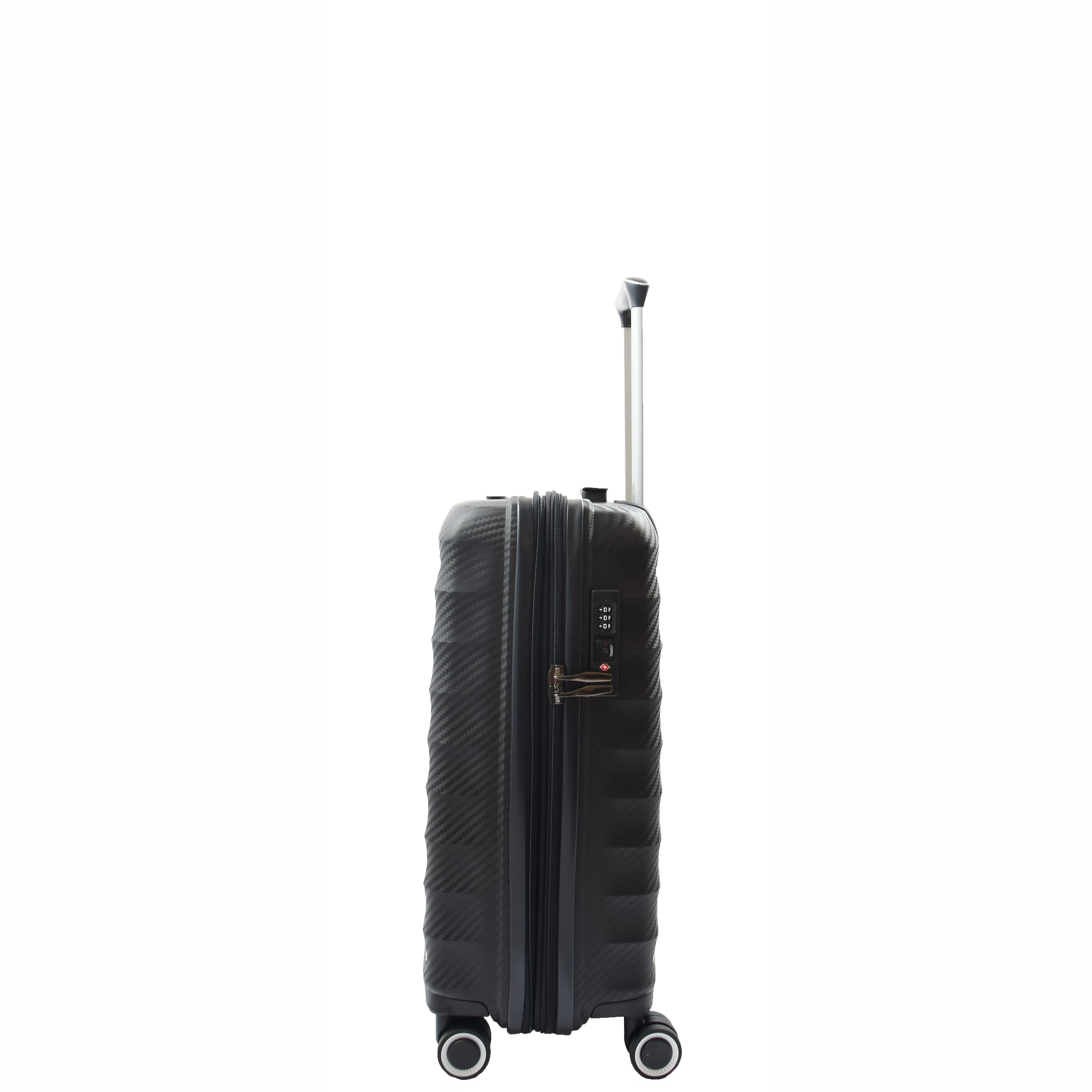 Cabin Size 8 Wheeled Expandable ABS Luggage Pluto Black