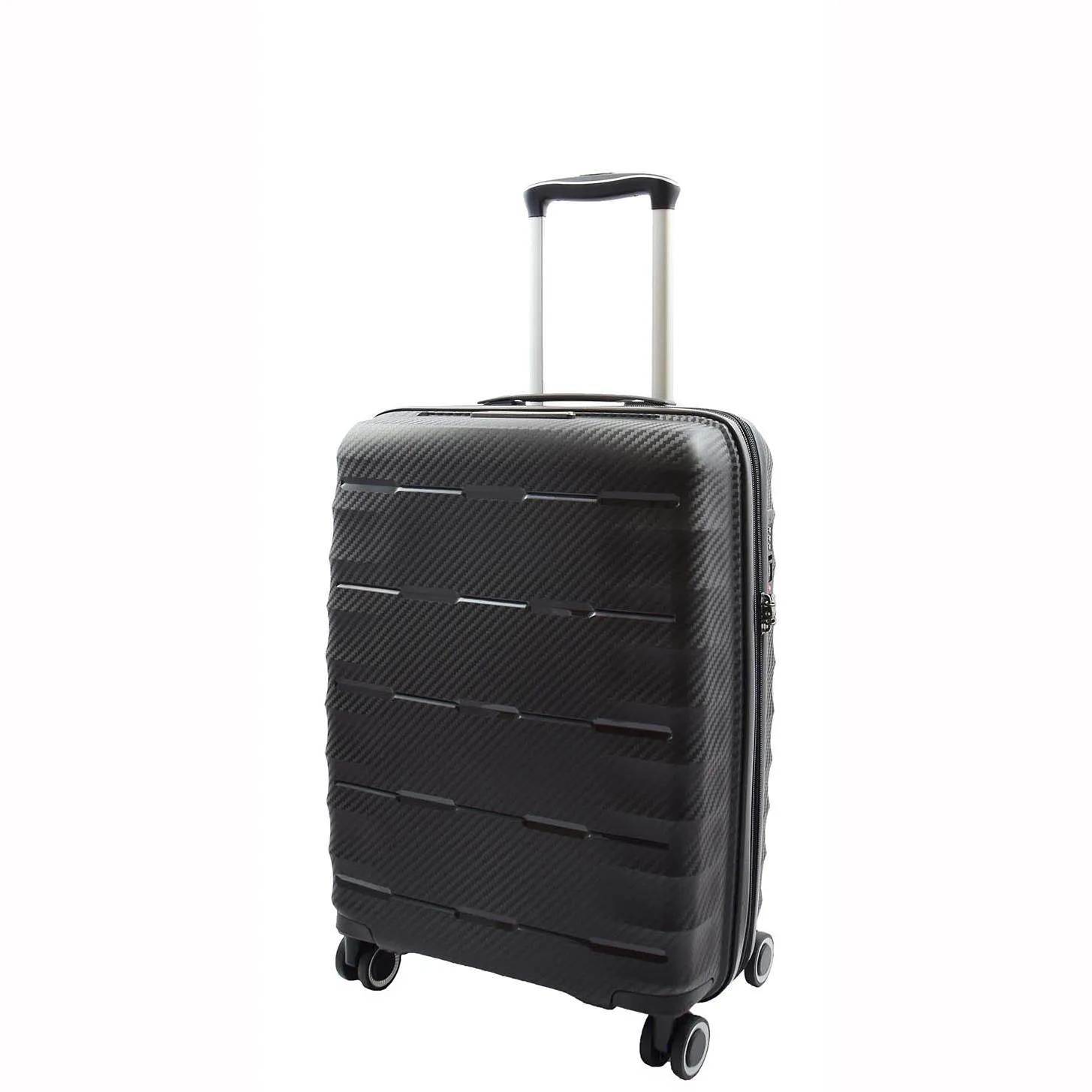 Cabin Size 8 Wheeled Expandable ABS Luggage Pluto Black