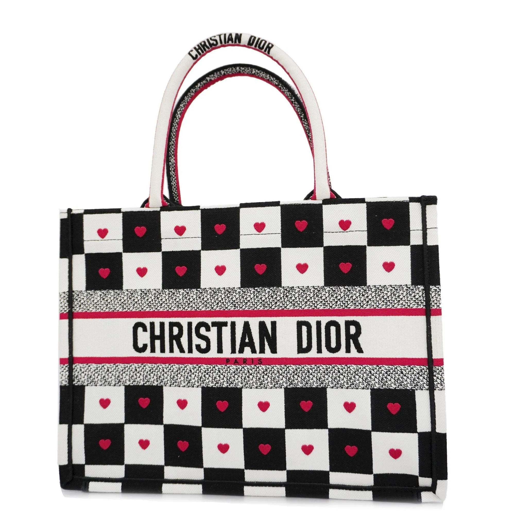 CHRISTIAN DIOR  Book Tote Women's Canvas Tote Bag Black,Red Color,White