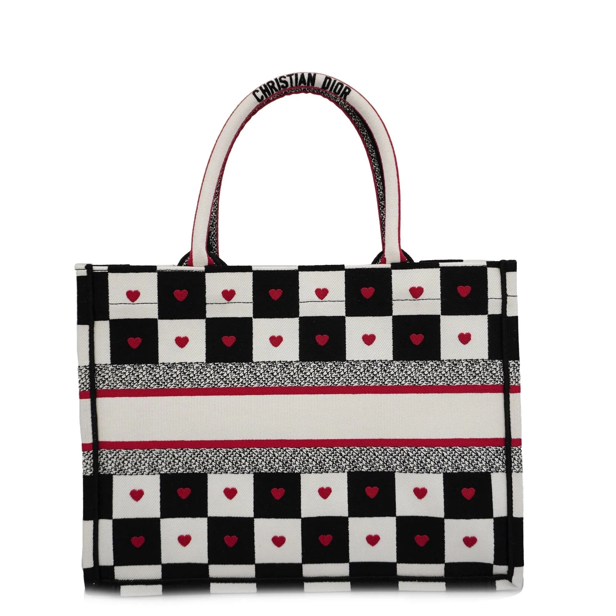 CHRISTIAN DIOR  Book Tote Women's Canvas Tote Bag Black,Red Color,White