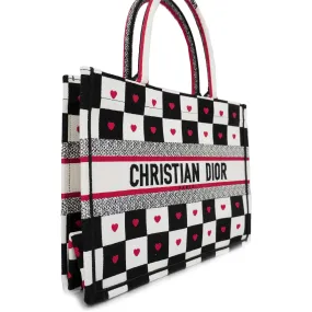 CHRISTIAN DIOR  Book Tote Women's Canvas Tote Bag Black,Red Color,White