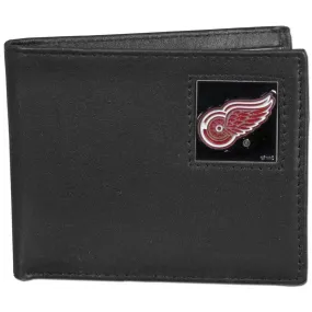 Detroit Red Wings® Leather Bi-fold Wallet Packaged in Gift Box