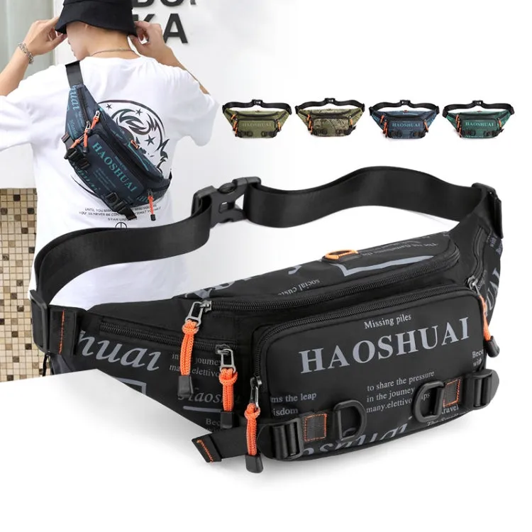 HAOSHUAI 5135 Outdoor Men Waist Bag Waterproof Nylon Cloth Men Bag(Army Green)