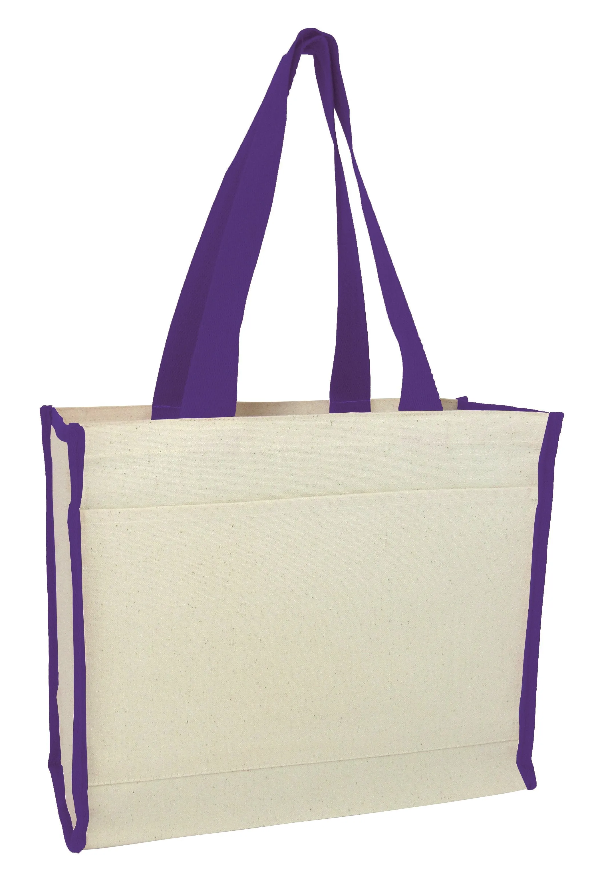 Heavy Canvas Tote Bag with Colored Trim