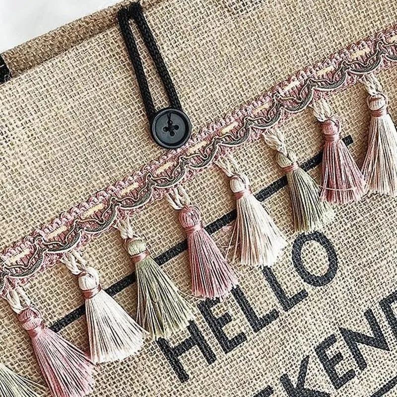 Hello Weekend Tassel Tote Bag