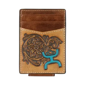 Hooey Men's Signature Tooled Logo Brown Card Wallet 1779462MTQ