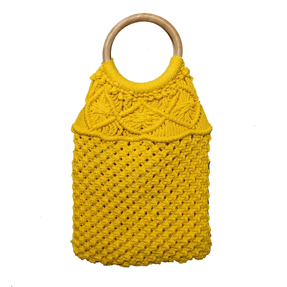 IMARS Macrame Bag Yellow For Women & Girls (Beach Bag) Made With Macrame Yarn