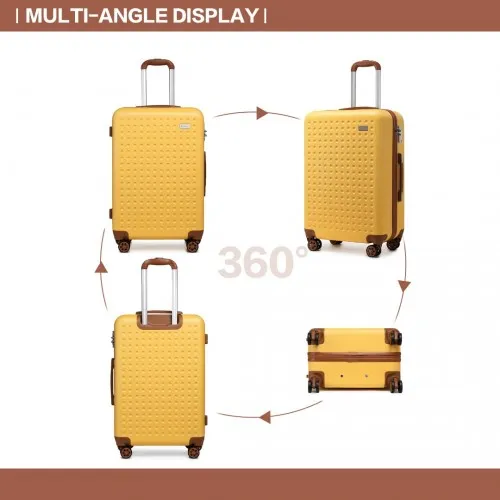 Kono Flexible Hard Shell ABS Suitcase Set with TSA Lock and Vanity Case - Yellow | Durable & Stylish Luggage