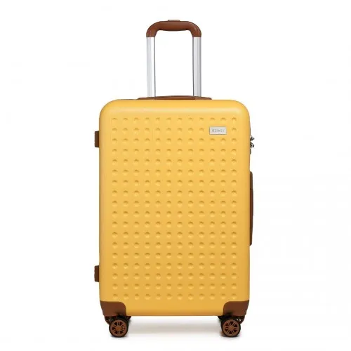 Kono Flexible Hard Shell ABS Suitcase Set with TSA Lock and Vanity Case - Yellow | Durable & Stylish Luggage