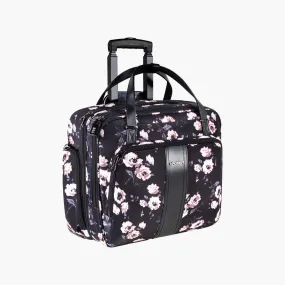 KROSER™ Rolling Laptop Briefcase For 15.6" Laptop Rolling Tote-Rose Pattern