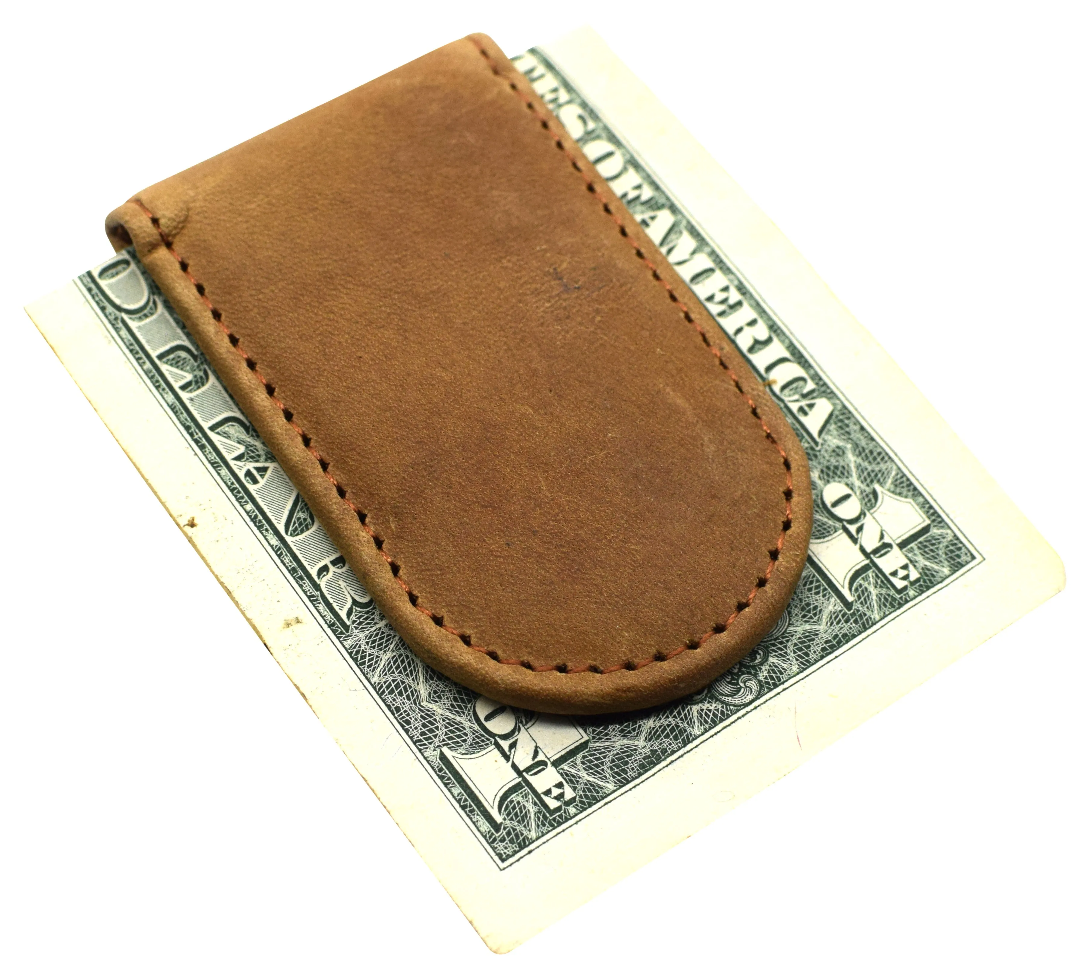 Leather Money Clip - Strong Magnets Holds 30  Bills for Men - Cash Leather Card Holder 812HUR