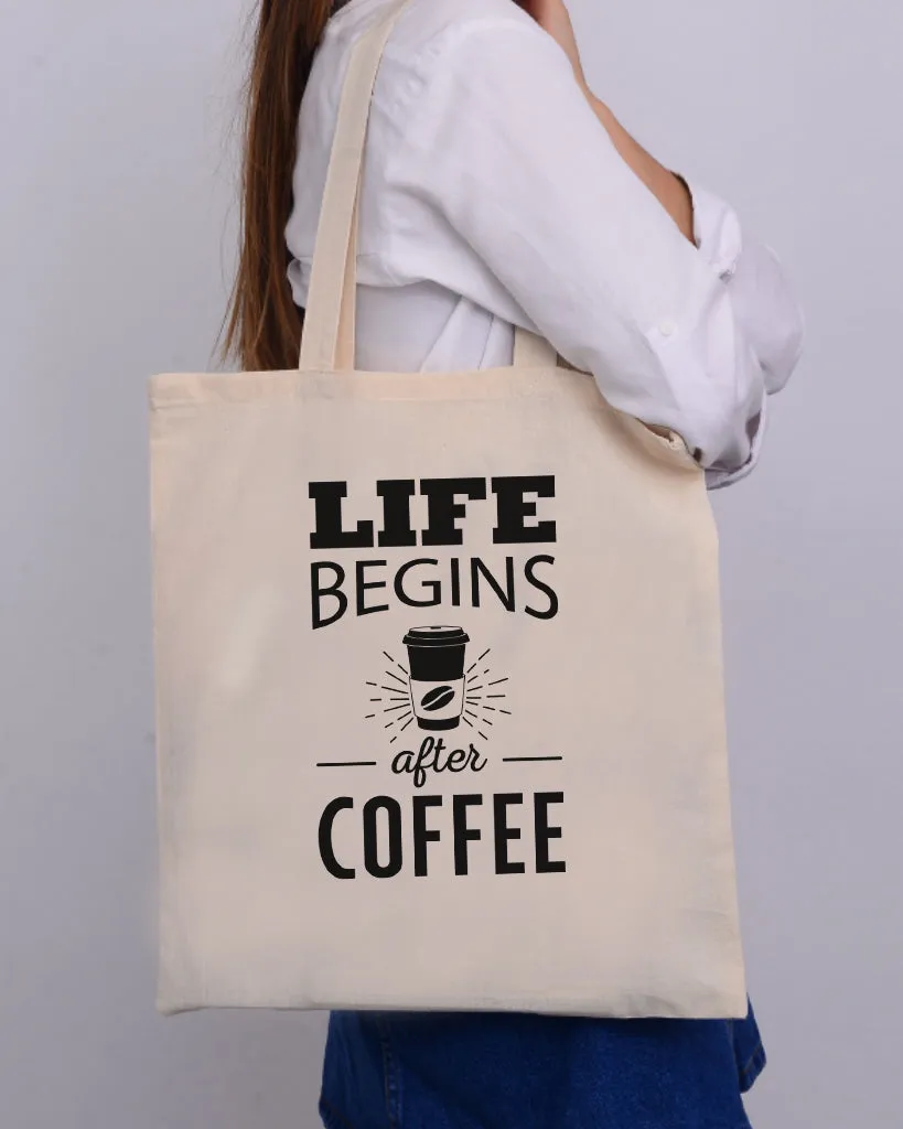 Life Begins After Coffee Design - Coffee Shop Tote Bags