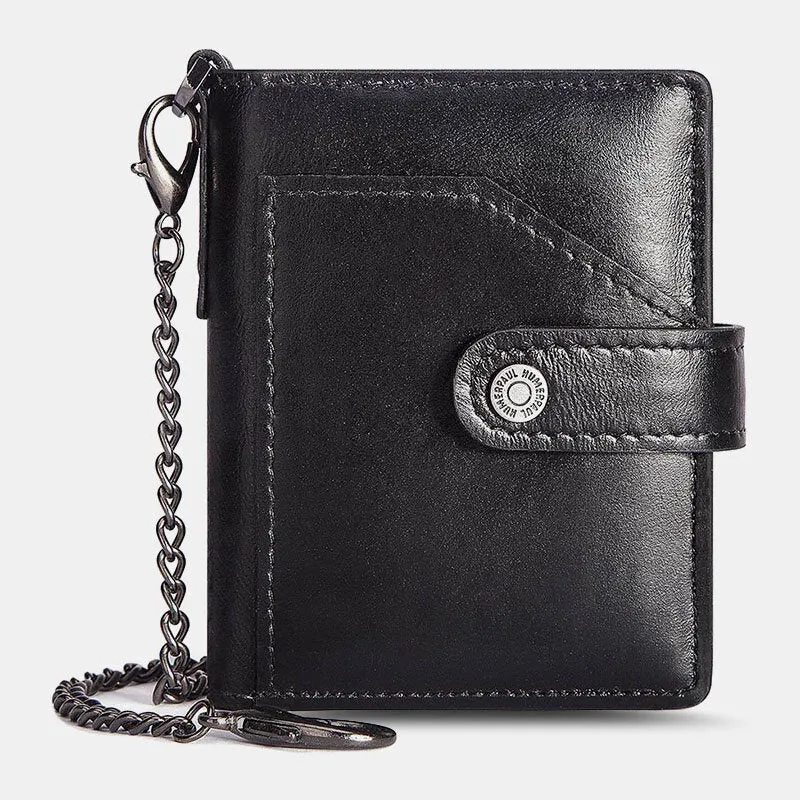 Men Bifold Short RFID Blocking Antimagnetic Wallet First Layer Cowhide 9 Card Slot Holder Money Clip