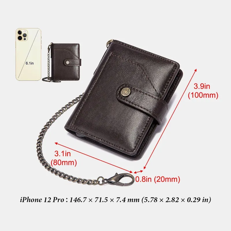 Men Bifold Short RFID Blocking Antimagnetic Wallet First Layer Cowhide 9 Card Slot Holder Money Clip