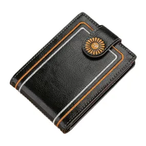 Men Genuine Leather Daisy Pattern Hasp Multifunction Certificate Bag Card Holder Coin Purse Money Clip Cowhide Wallet