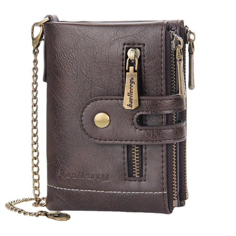 Men PU Leather Long Bifold Multi-card Slot Card Holder Double Zipper Coin Purse Money Clip Wallet