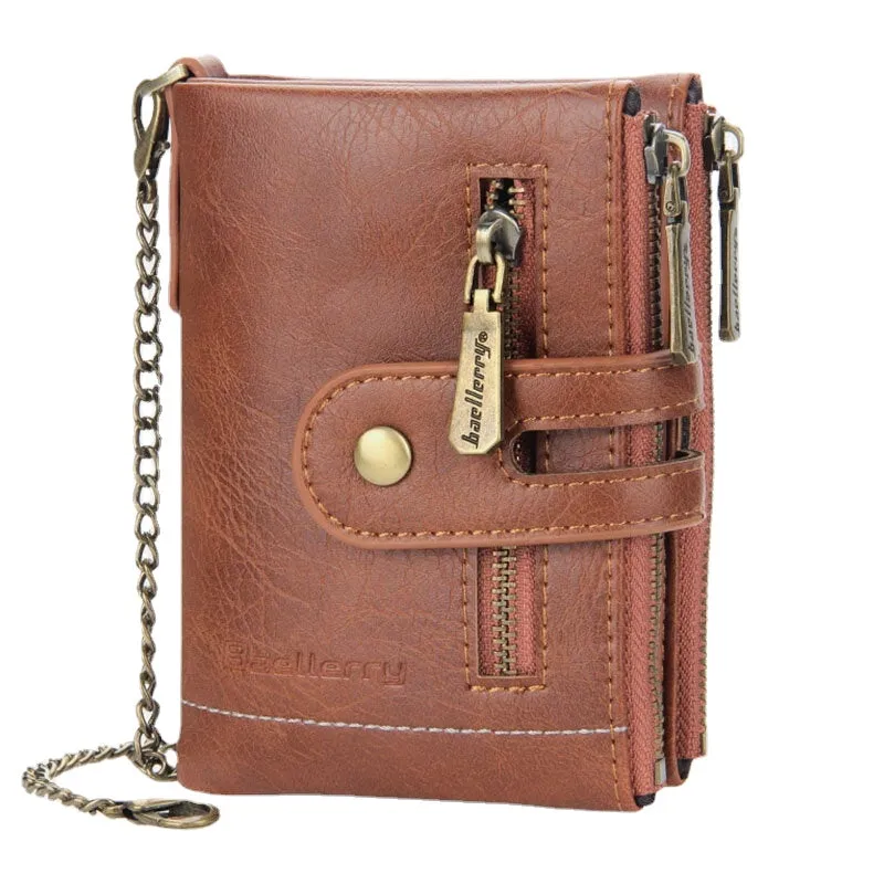 Men PU Leather Long Bifold Multi-card Slot Card Holder Double Zipper Coin Purse Money Clip Wallet