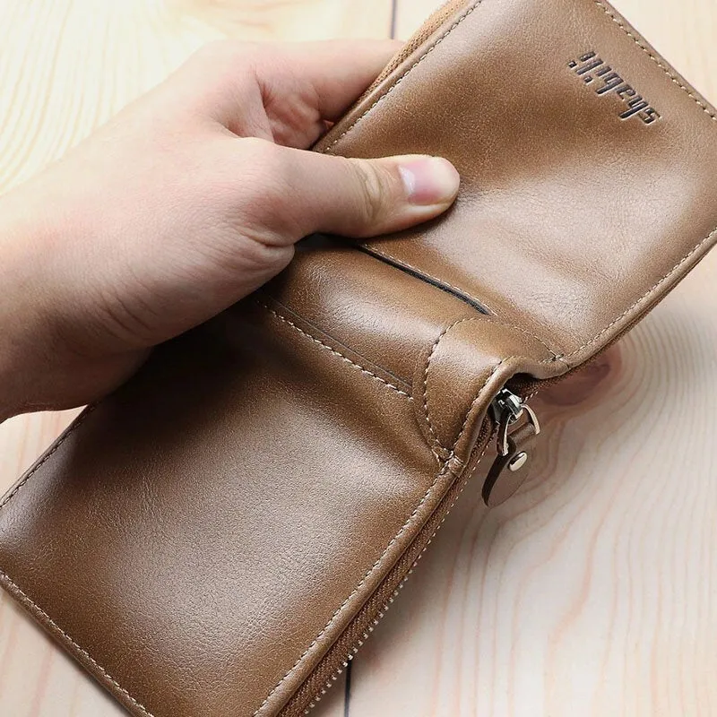 Men PU Leather Short Multi-card Slot Card Holder Retro Zipper Coin Purse Wallet