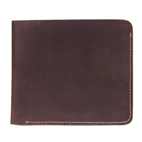 Men Retro Short Bifold Genuine Leather Wallet Coin Purse Money Clip