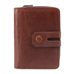 Men Short Bifold RFID Anti-magnetic Wallet Multifunction Genuine Leather Multi-card Slot Card Holder Coin Purse Organ Wallet