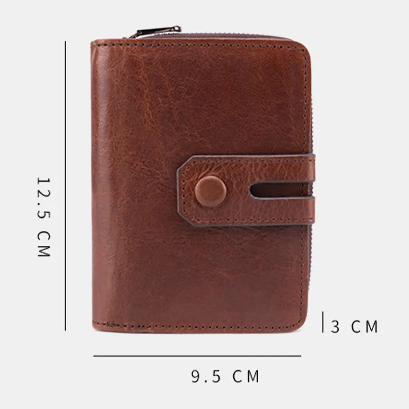 Men Short Bifold RFID Anti-magnetic Wallet Multifunction Genuine Leather Multi-card Slot Card Holder Coin Purse Organ Wallet