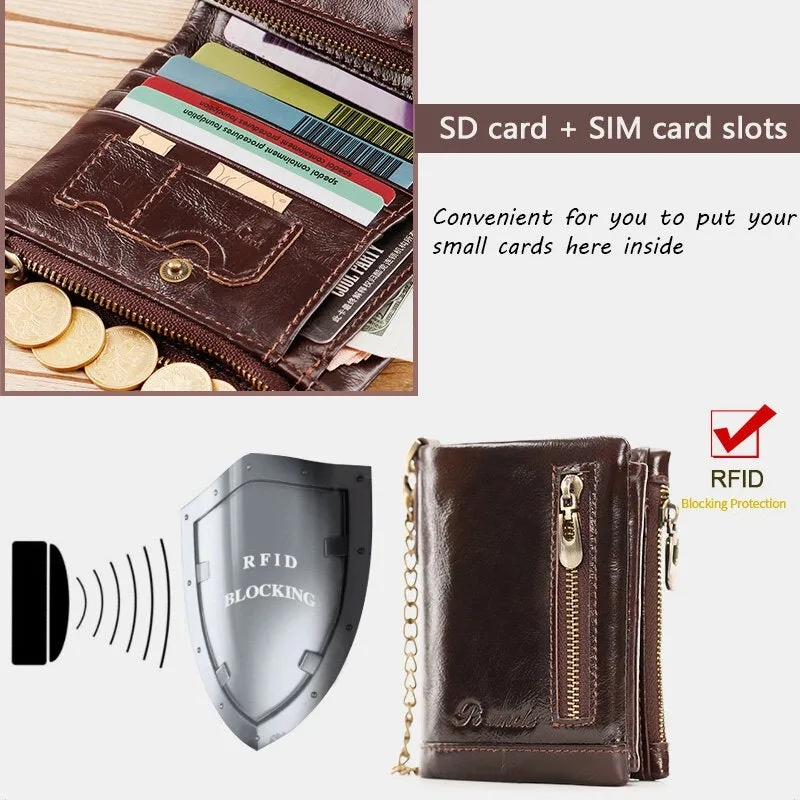 Men Trifold Short Multifunction Vertical Wallets RFID Blocking Multi-card Slot Card Holder Minimalist Coin Purse