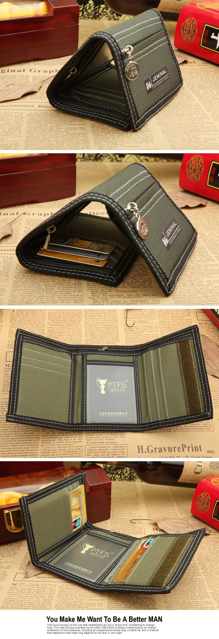 Men's Casual Style Canvas Wallet