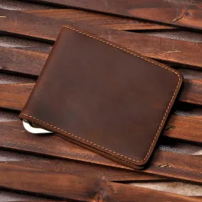 Men's Genuine Leather Slim Money Clip Wallet