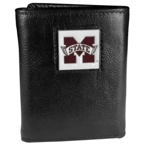 Mississippi St. Bulldogs Deluxe Leather Tri-fold Wallet Packaged in Gift Box