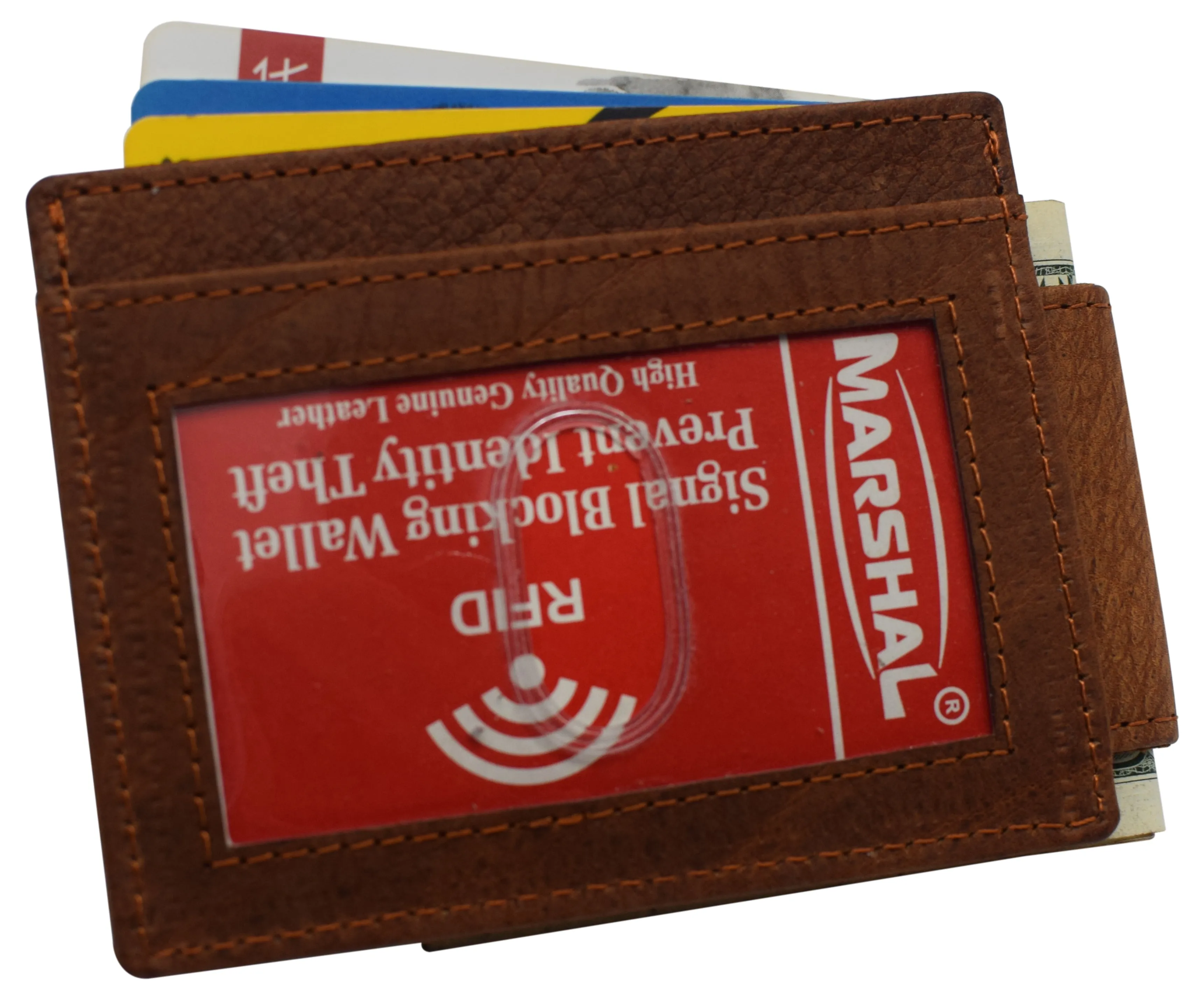 Money Clip Front Pocket Wallet Leather Strong Magnet Thin Logo Wallets