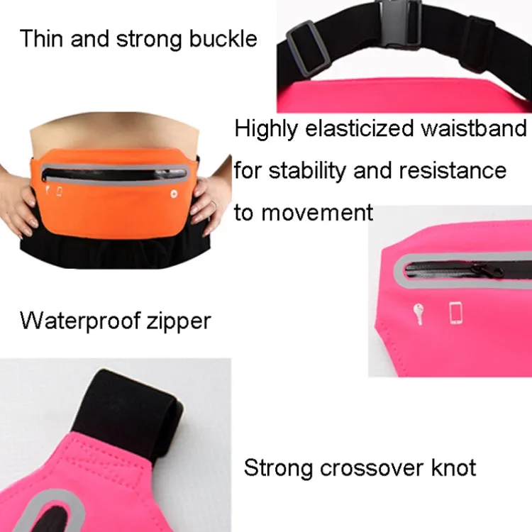 Outdoor Sports Reflective Waist Bag Ultra-Thin Waterproof Running Waist Pack(Black)