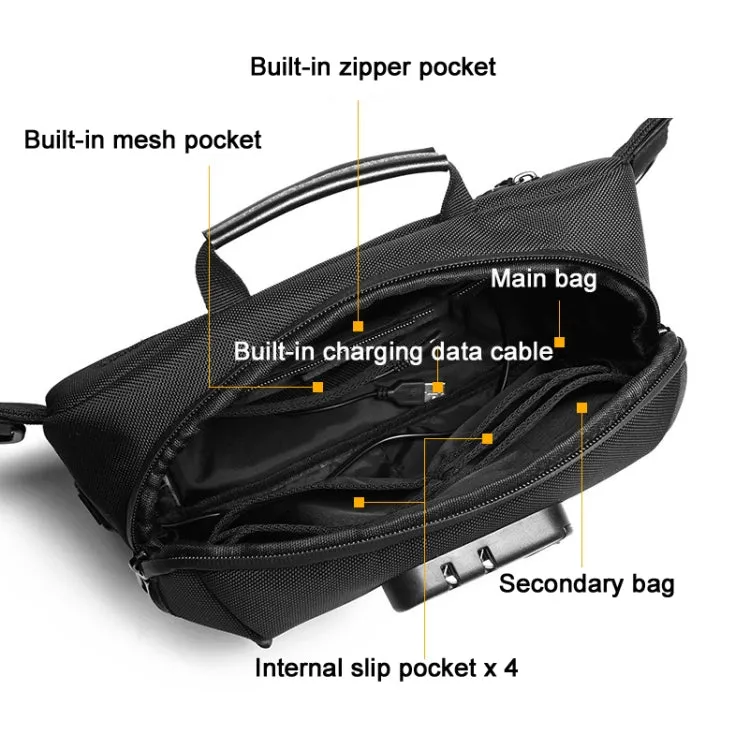 Ozuko 9257 Men Outdoor Sports Waist Bag Anti-Theft Shoulder Messenger Bag(Dark Gray)