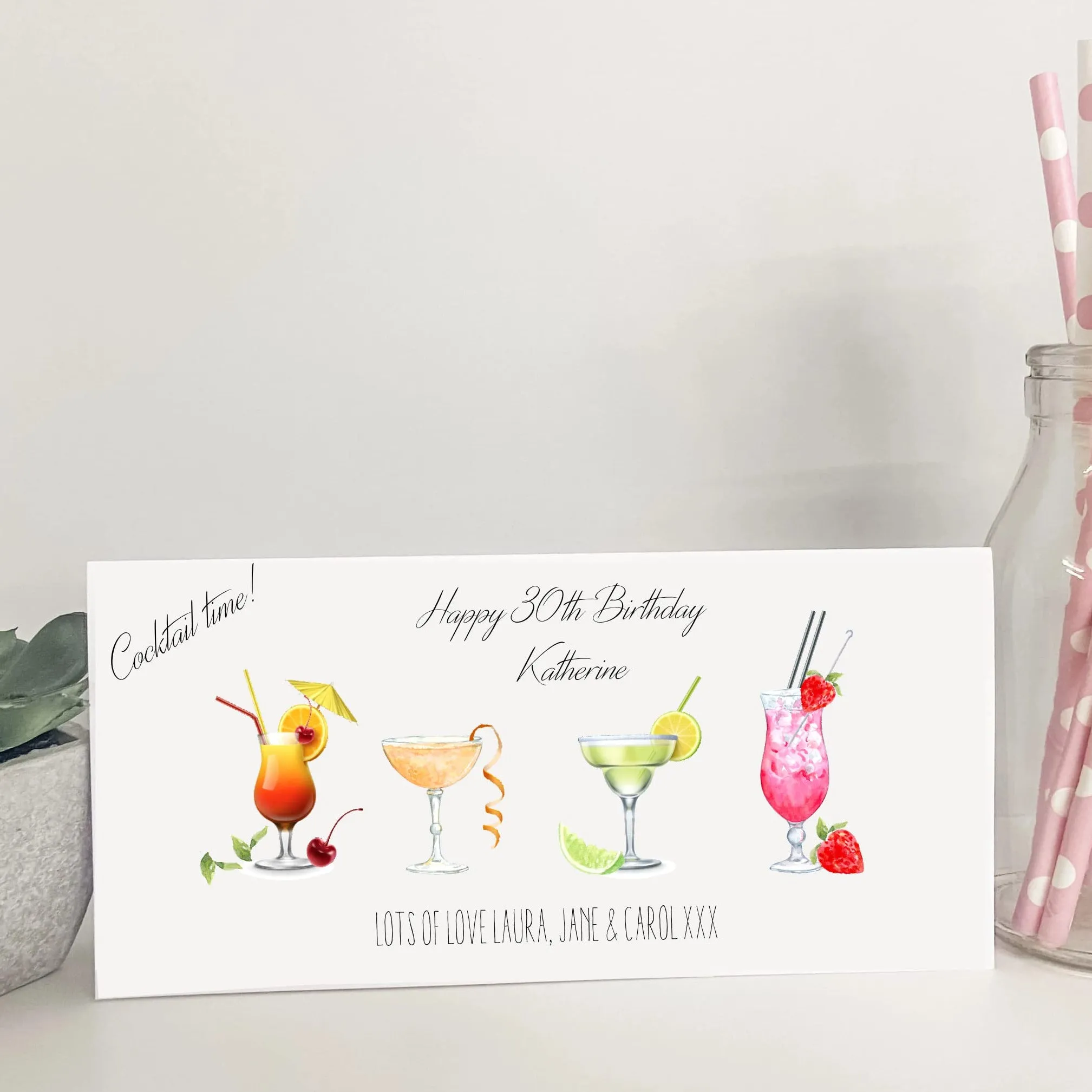 Personalised Birthday Card Money Gift Wallet Voucher Cocktails