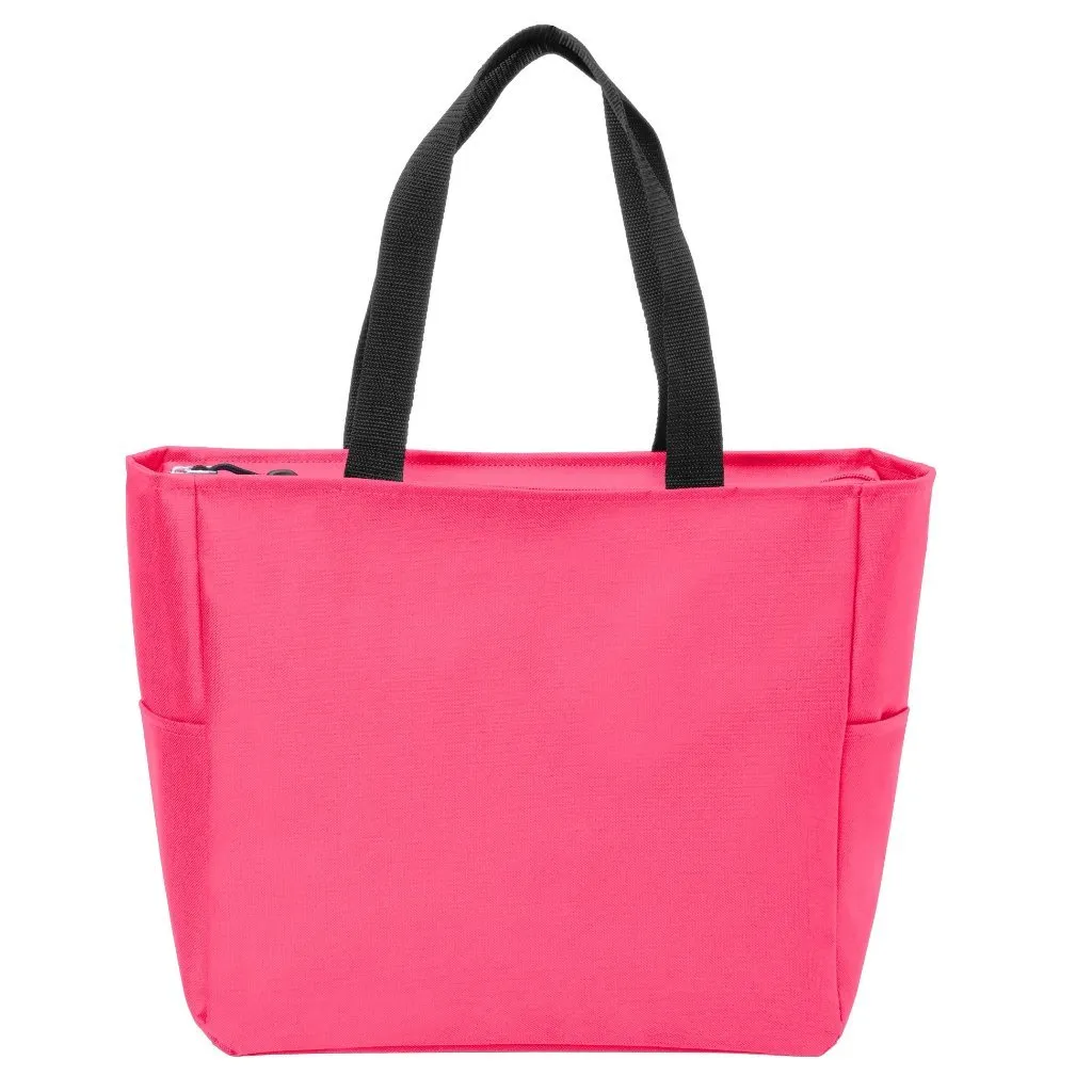 Polyester Improved Essential Tote Bags with Zippered Closure